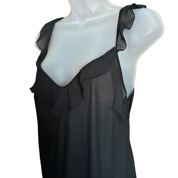 Victoria Secret Black Cami Swimsuit Ruffled Maxi Coverup Sheer Flowy Beach Slip - Picture 2 of 7
